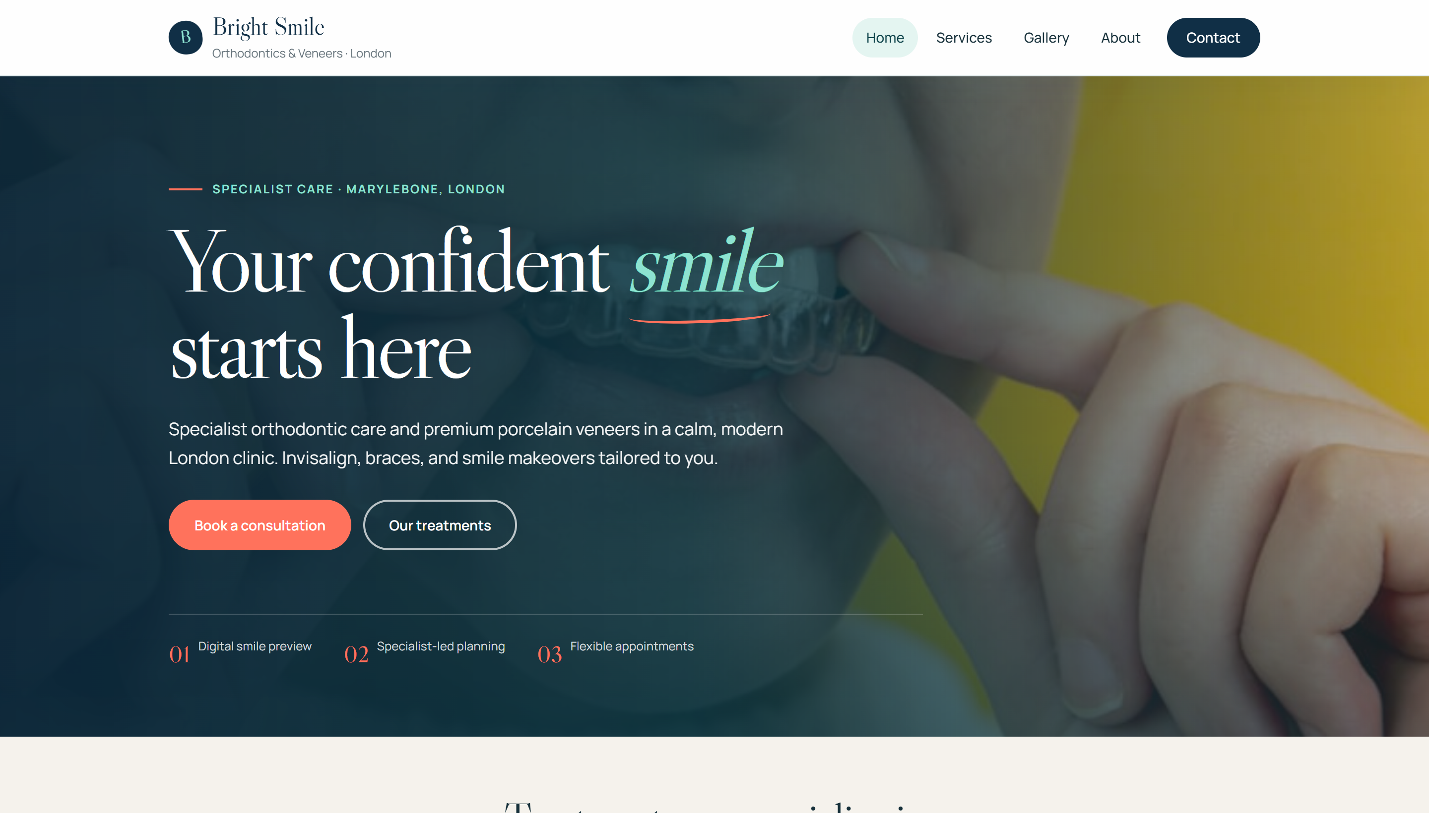 Bright Smile Orthodontics & Veneers website preview
