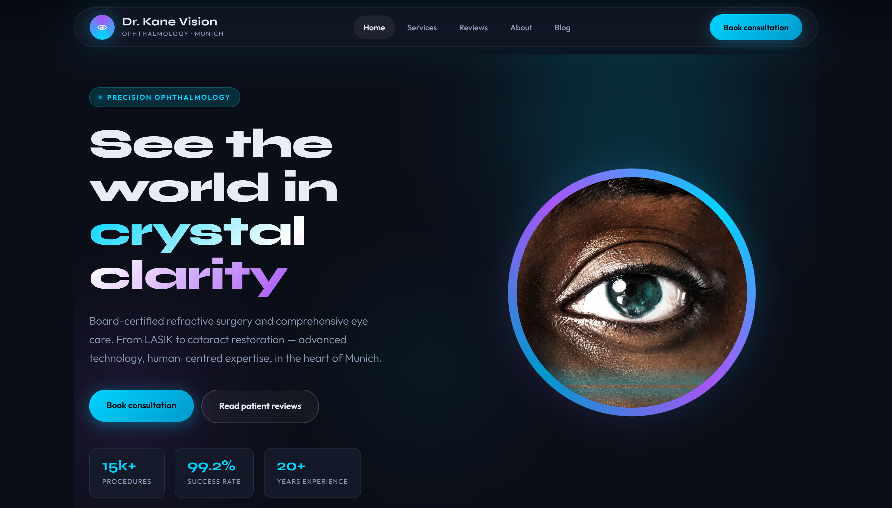 Dr. Kane Vision Institute website preview