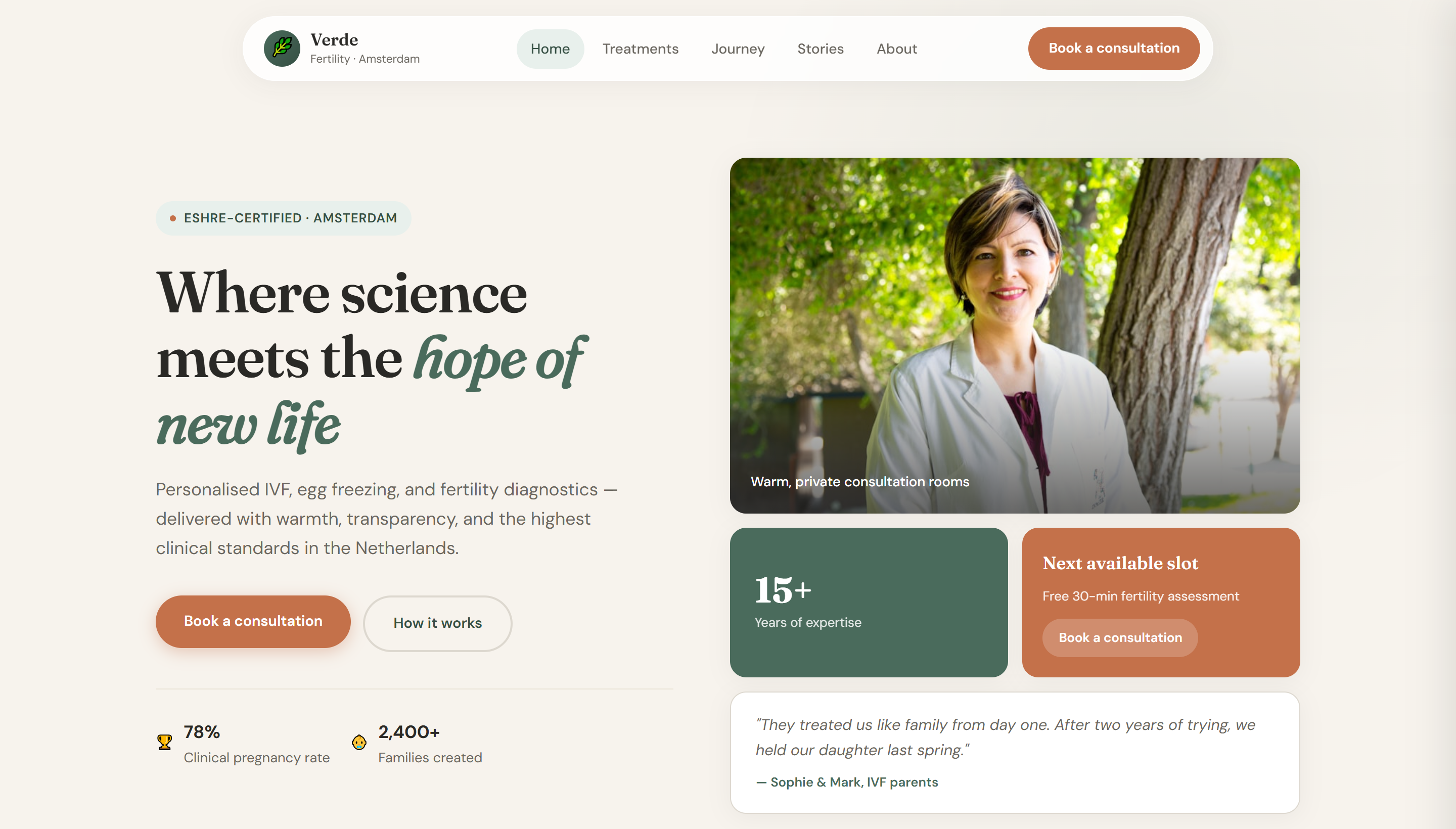 Verde Fertility Institute website preview